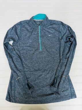 Nike Women’s Heathered Navy Quarter-Zip Pullover with Teal Accents
